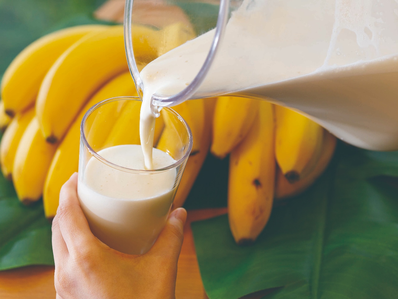 Freshly made banana smoothie
