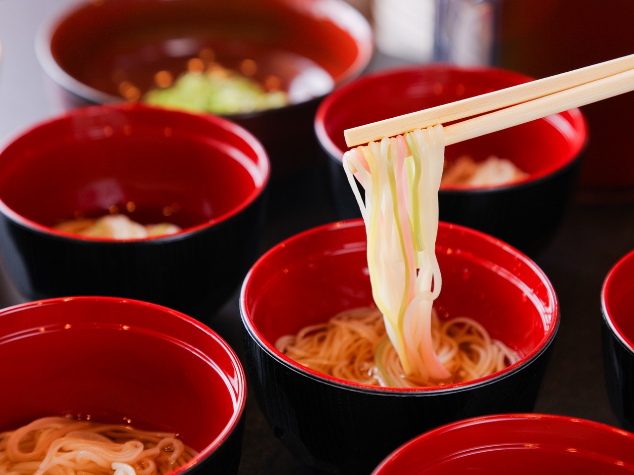 Five-colored somen noodles