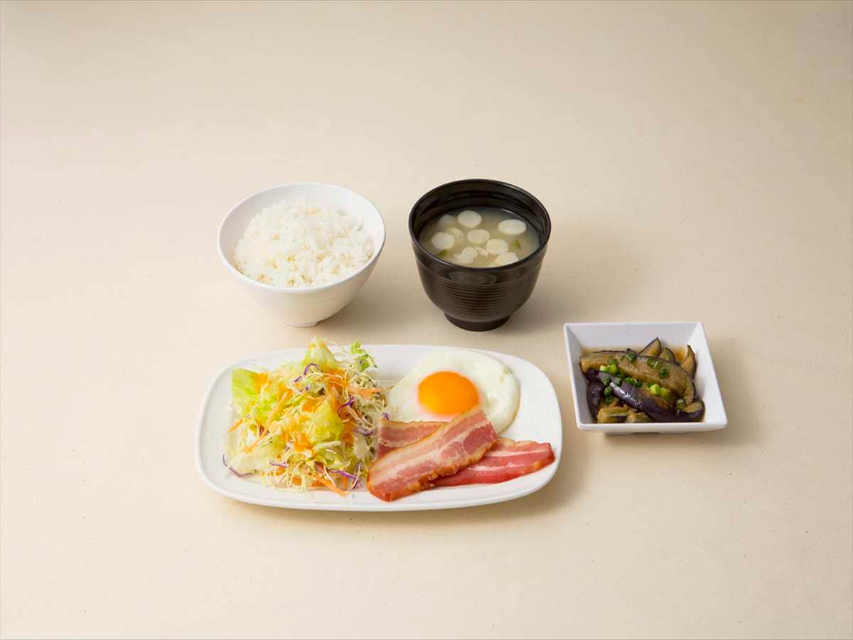 Bacon and Egg Japanese Set Meal