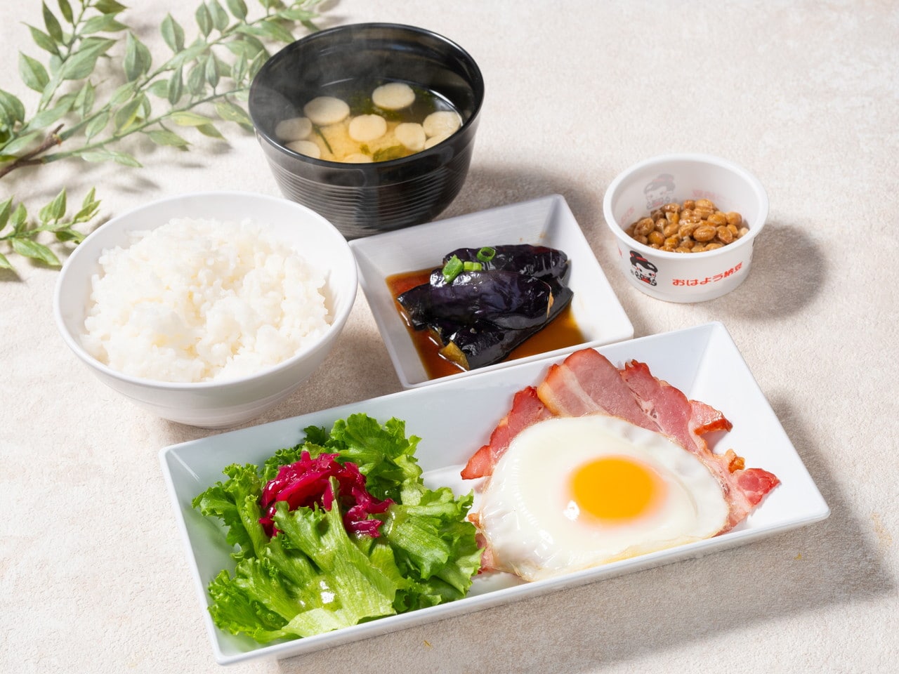 Bacon and Egg Japanese Set Meal