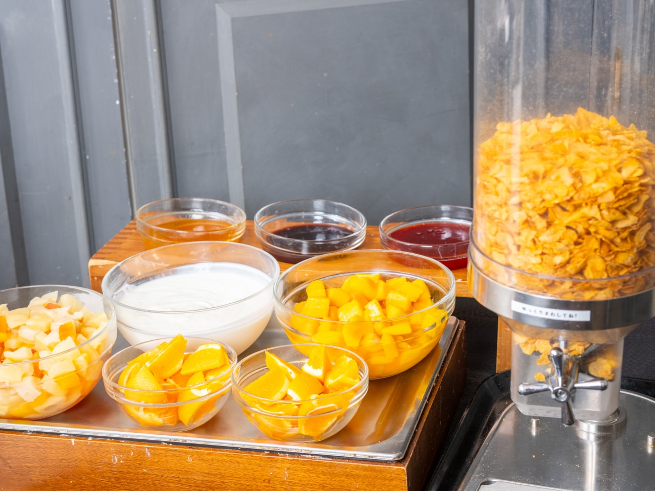Cereal, yogurt, fruit