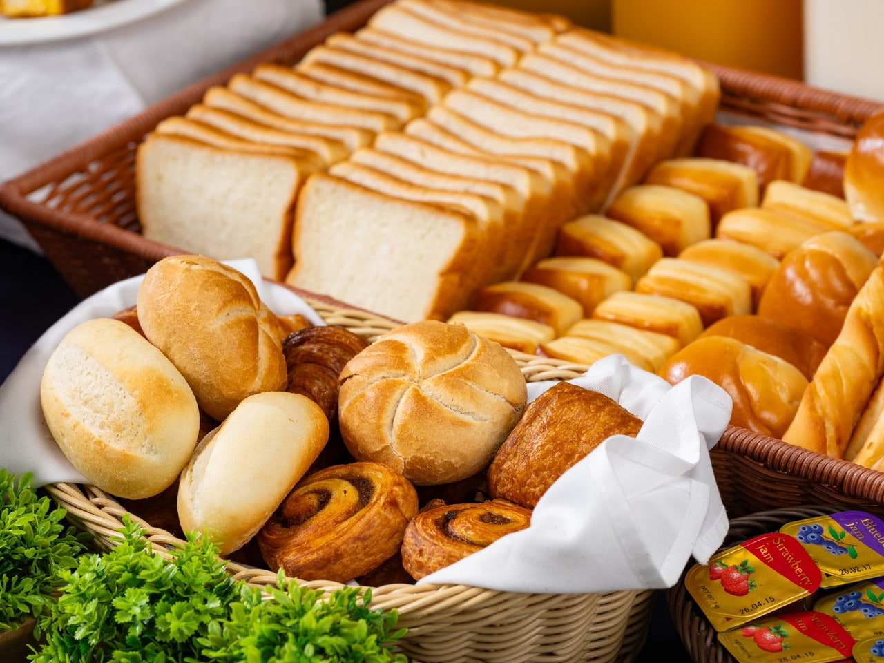 A variety of breads available