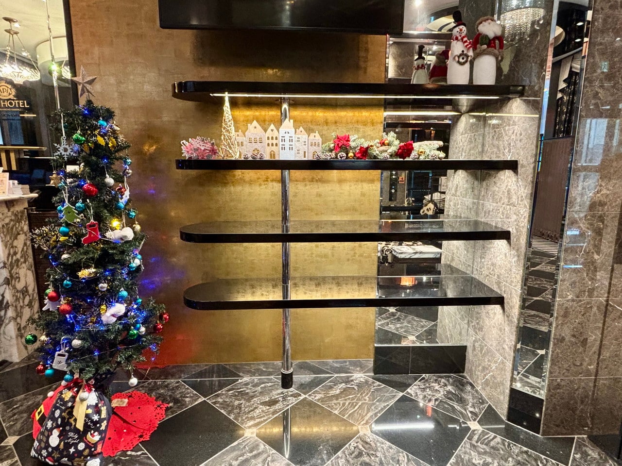 There are seasonal objects at reception.