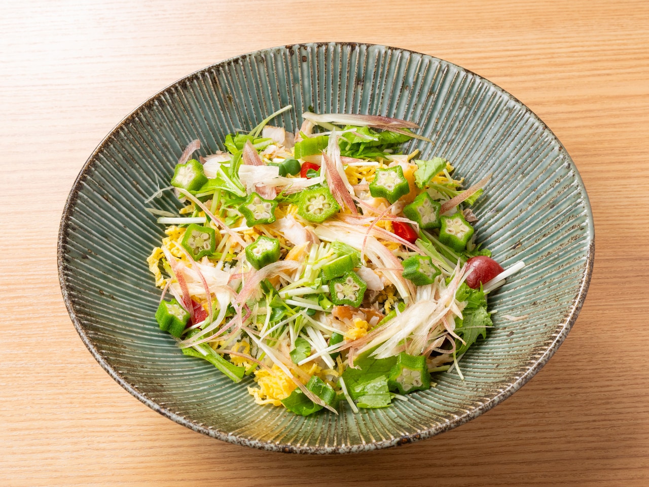 Horse mackerel and okra bowl