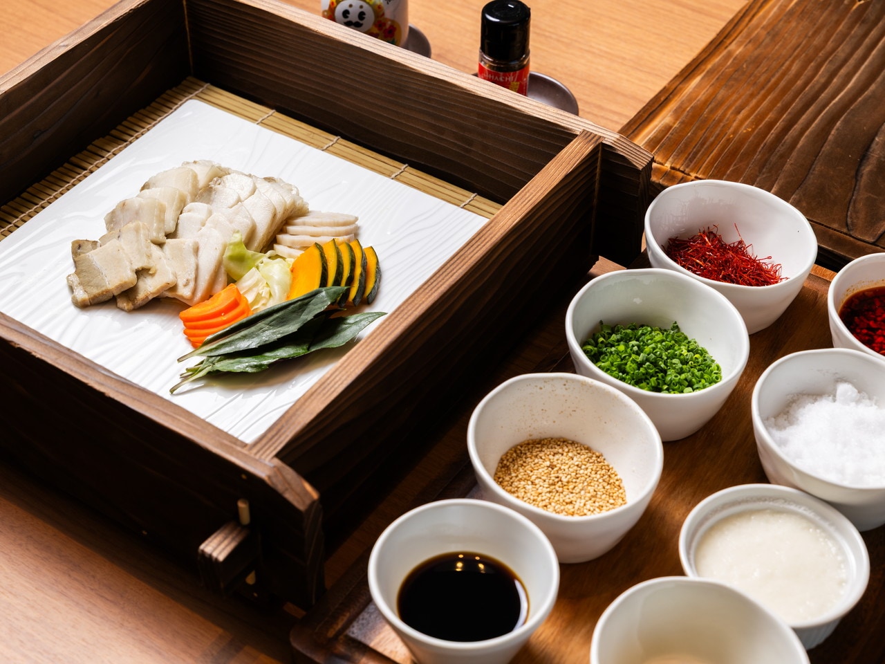 ■Colorful Steamed Pork Belly and Local Vegetables from Omi-cho Market