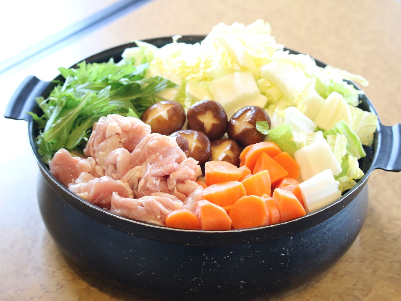 Chicken and vegetable miso hotpot