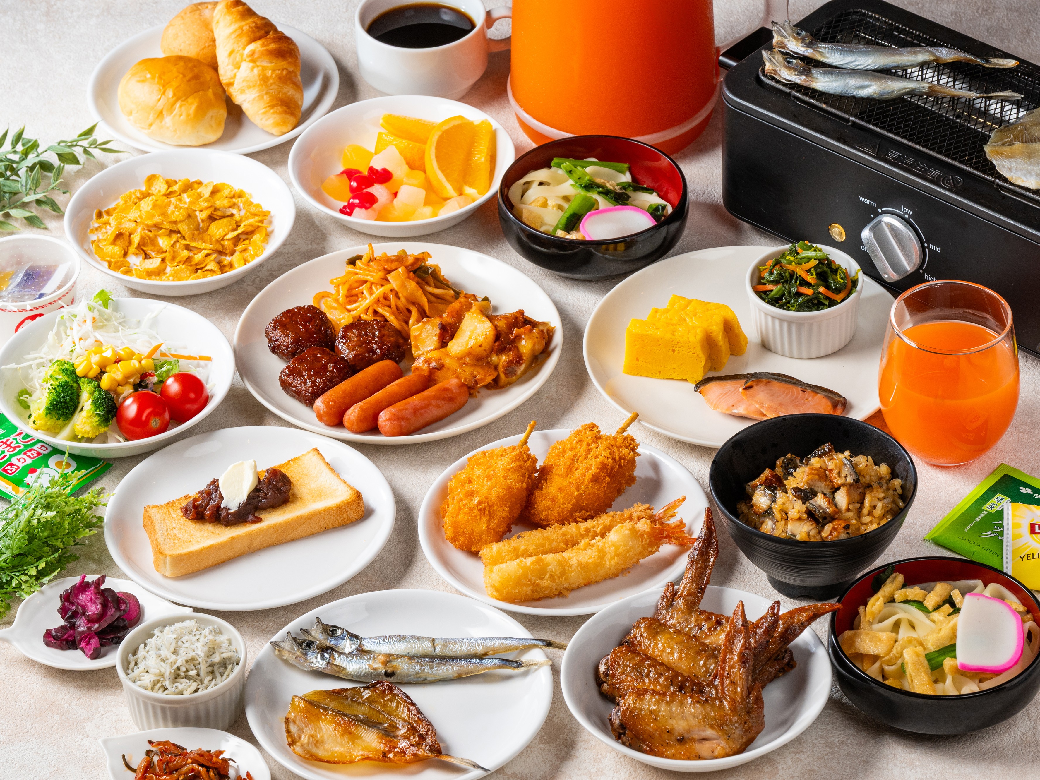 A buffet with over 30 Japanese and Western dishes