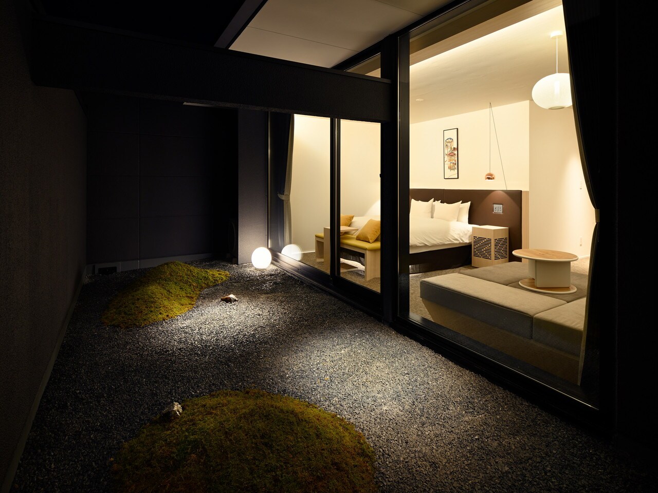 Suites, light up at night.