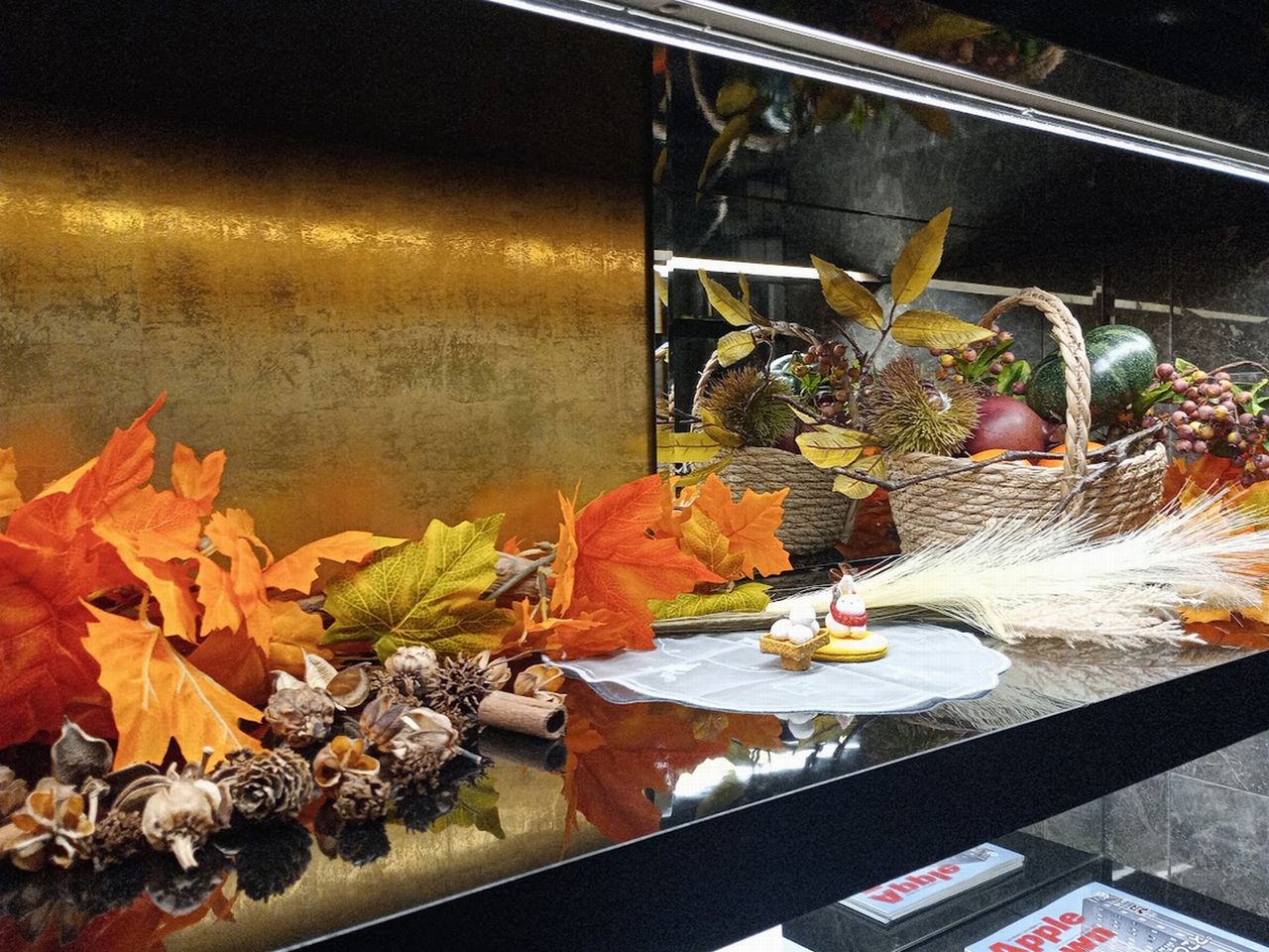 There are seasonal objects at reception.